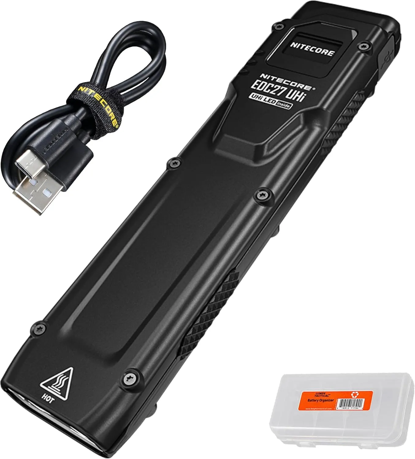 Nitecore EDC27 UHi 3100 lumens Flat EDC Flashlight, USB-C Rechargeable, High Lumen Slim with Digital Display and LumenTac Case