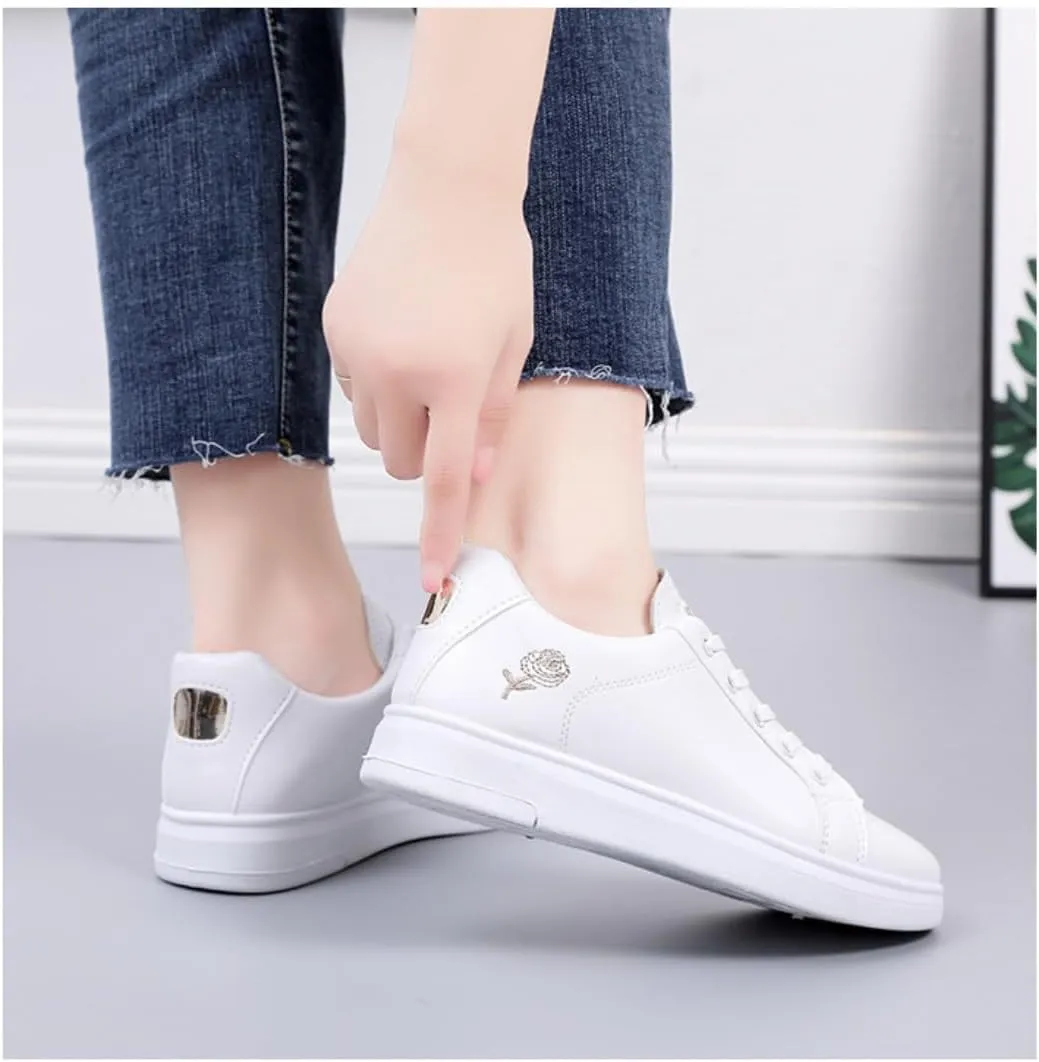 Non-Slip Comfortable Casual Lace-up Ladies Shoes Trendy Sneakers for Women Solid Color Classic Korean Style