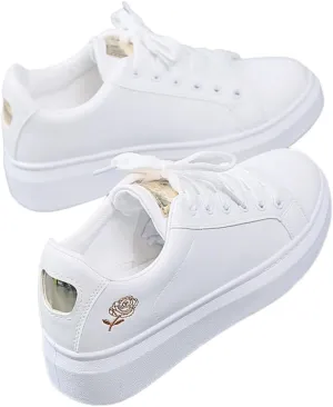 Non-Slip Comfortable Casual Lace-up Ladies Shoes Trendy Sneakers for Women Solid Color Classic Korean Style