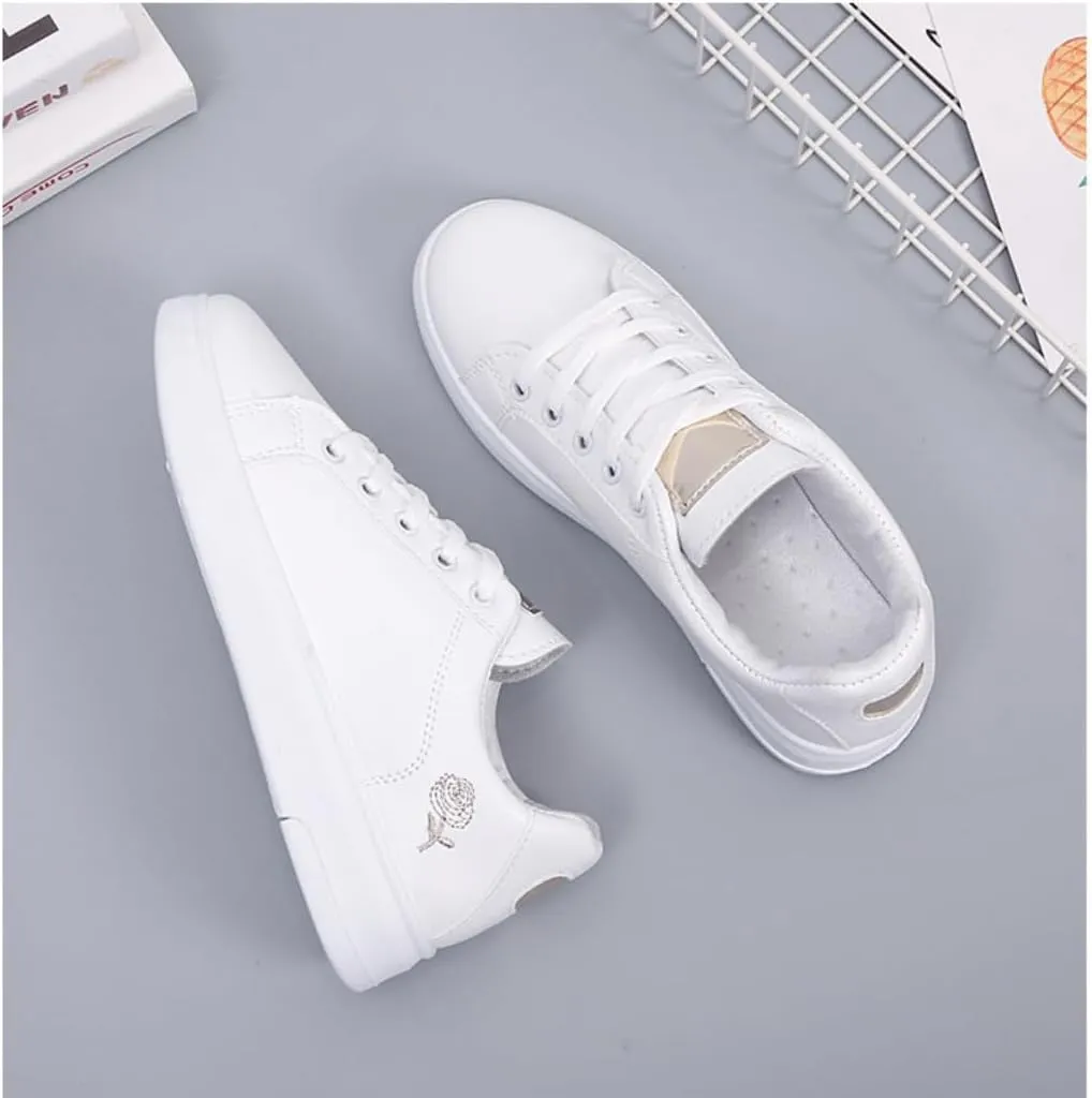 Non-Slip Comfortable Casual Lace-up Ladies Shoes Trendy Sneakers for Women Solid Color Classic Korean Style