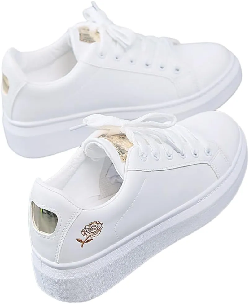 Non-Slip Comfortable Casual Lace-up Ladies Shoes Trendy Sneakers for Women Solid Color Classic Korean Style