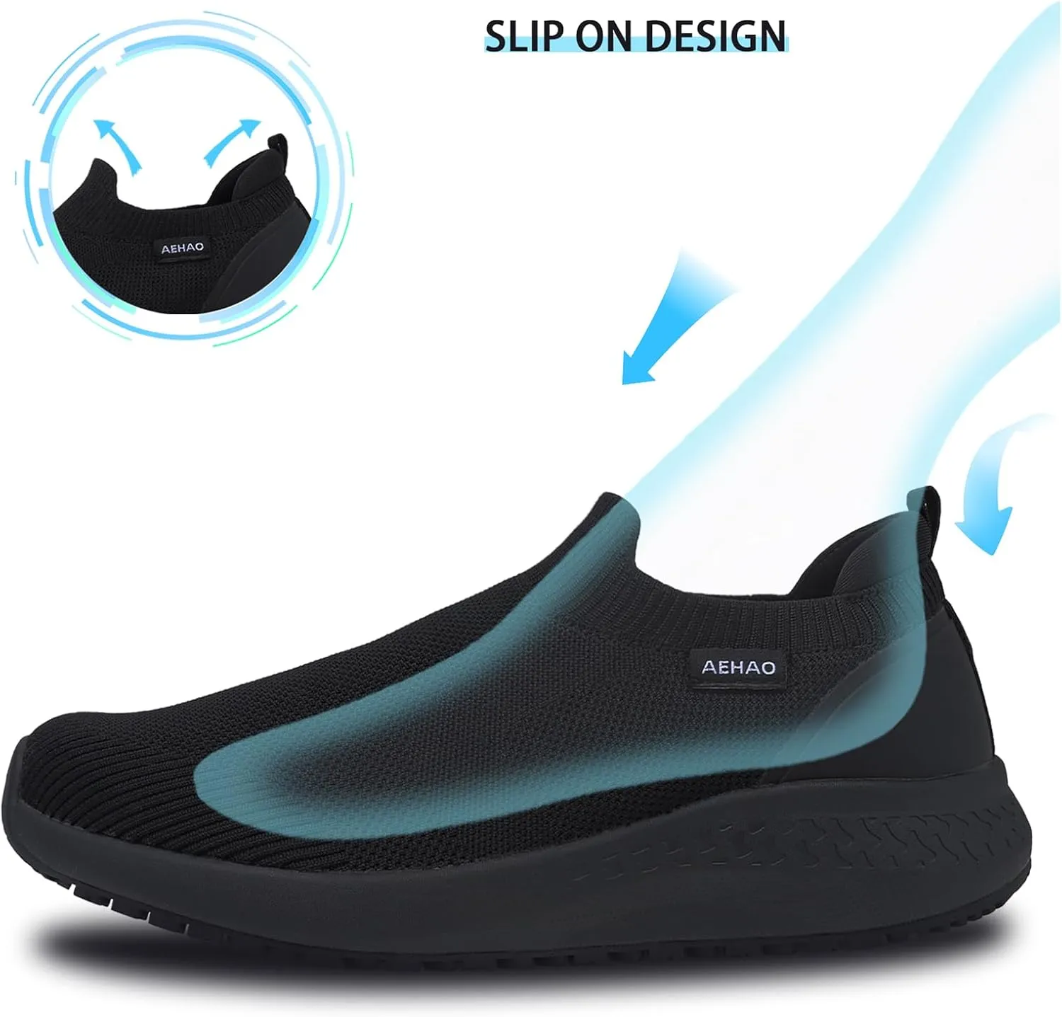 Non Slip Work Shoes for Men Food Service Slip On Chef Kitchen Shoes Waterproof Work Shoes Restaurant Slip Resistant Hospital Walking Sneakers Air Cushion Breathable Lightweight