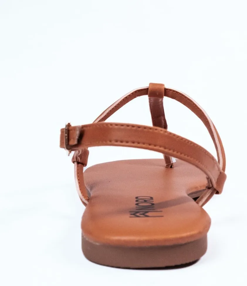 Nord Violet Flat Thong Sandals with T-Strap and Adjustable Ankle Buckle for Women