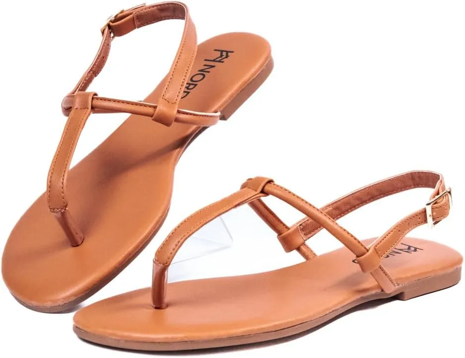Nord Violet Flat Thong Sandals with T-Strap and Adjustable Ankle Buckle for Women