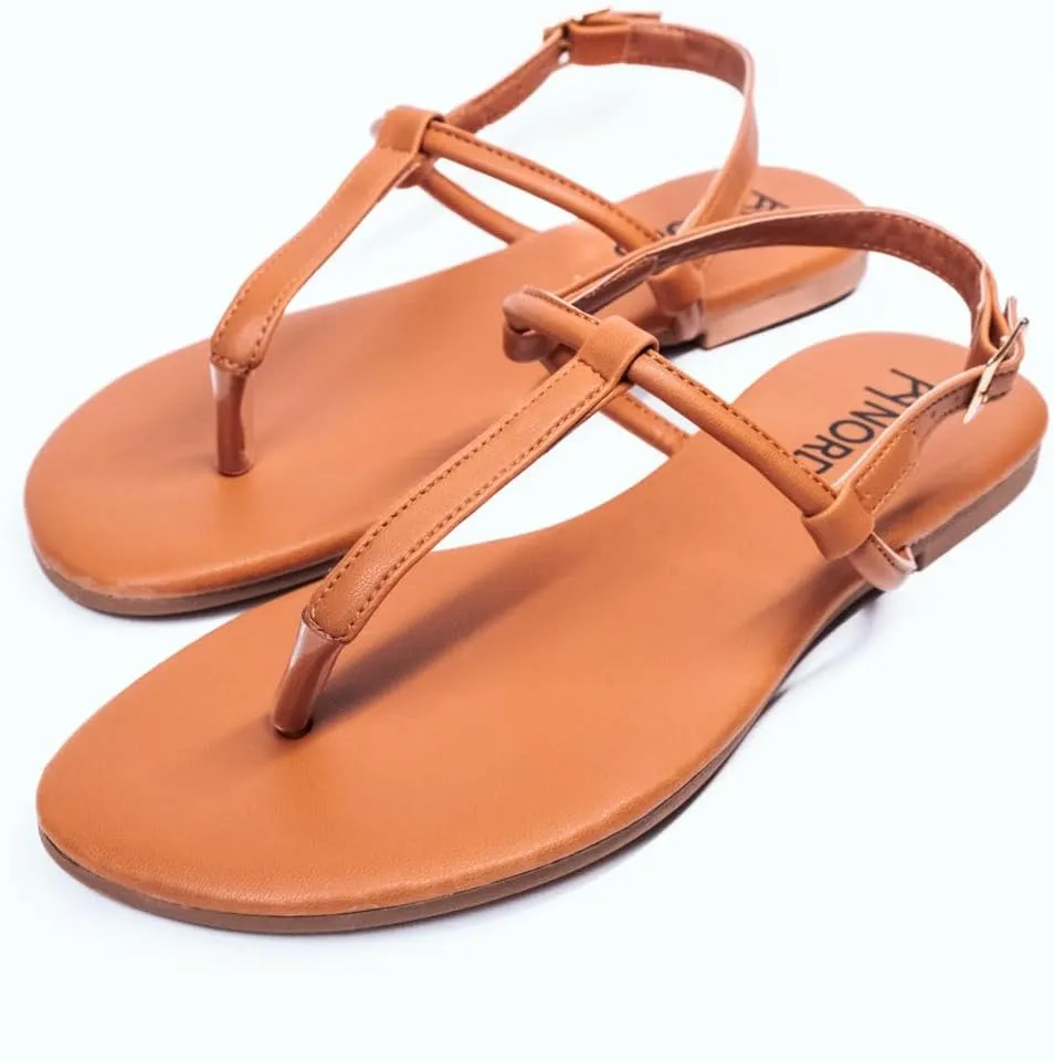 Nord Violet Flat Thong Sandals with T-Strap and Adjustable Ankle Buckle for Women