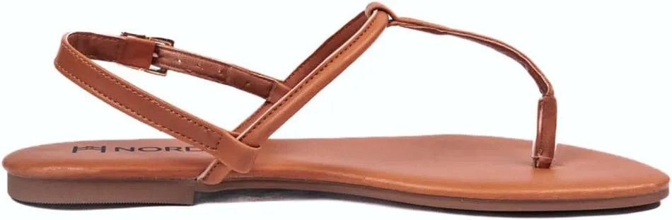 Nord Violet Flat Thong Sandals with T-Strap and Adjustable Ankle Buckle for Women