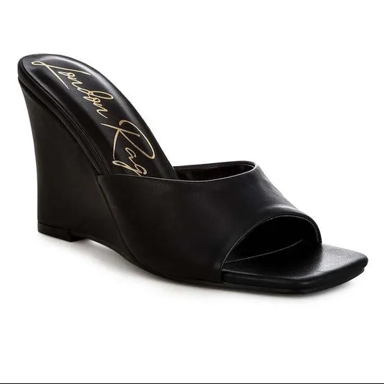 Norta Faux Leather Wedge Sandals