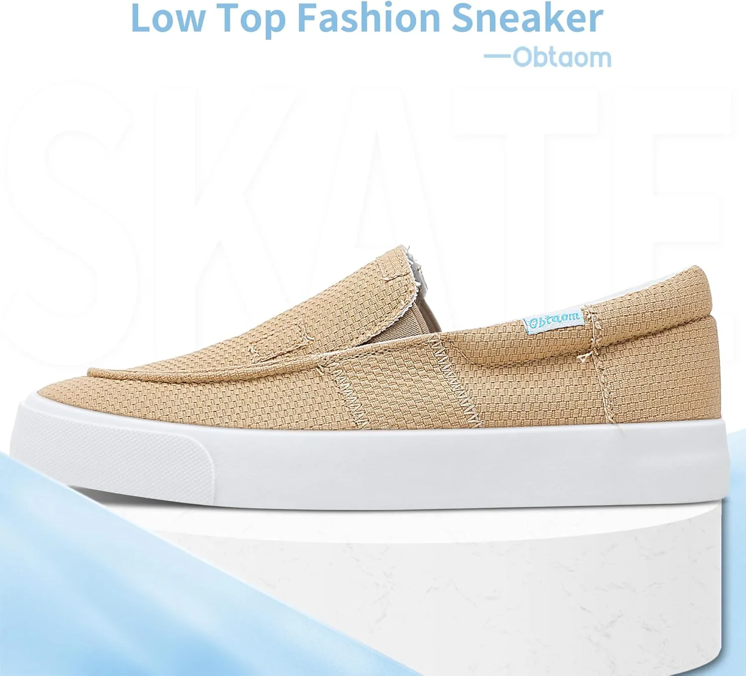 Obtaom Slip On Shoes Canvas Slip On Sneakers Comfy Arch Support Loafers Casual Canvas Fashion Sneaker