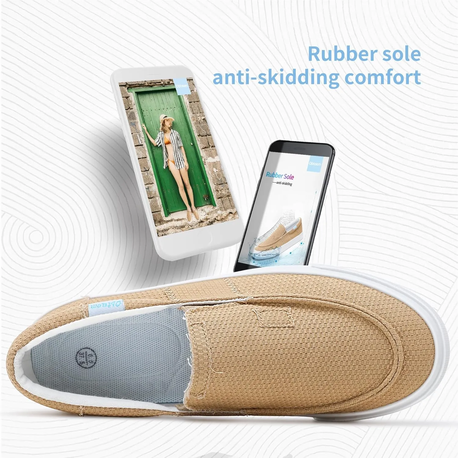 Obtaom Slip On Shoes Canvas Slip On Sneakers Comfy Arch Support Loafers Casual Canvas Fashion Sneaker