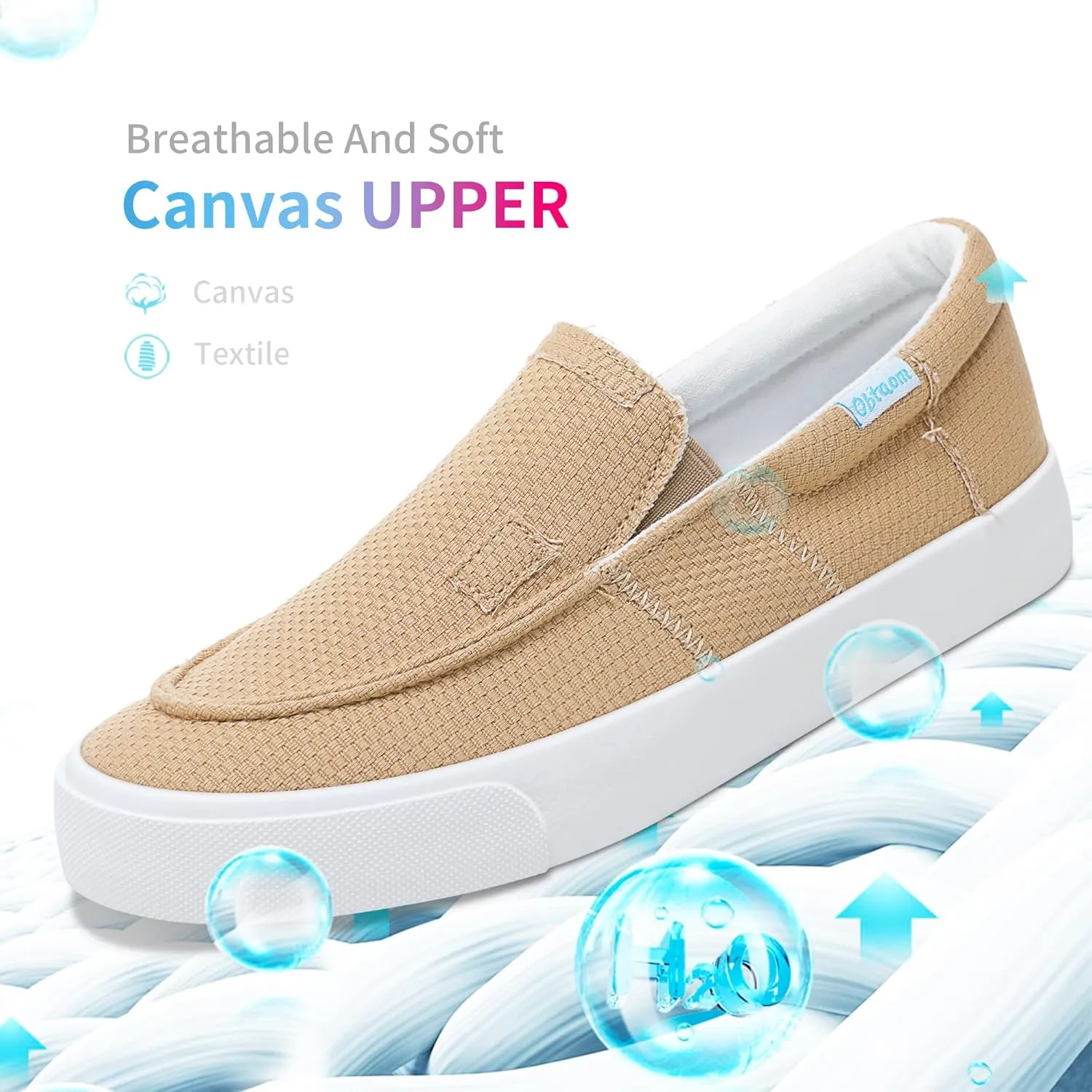 Obtaom Slip On Shoes Canvas Slip On Sneakers Comfy Arch Support Loafers Casual Canvas Fashion Sneaker