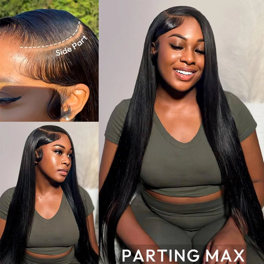 OCTSUN 32" Bone Straight Lace Front Wigs Human Hair 13x4 HD Transparent Lace Front Human Hair Wigs for Black Women Glueless Brazilian Virgin Hair Lace Frontal Wig 180% Density Pre Plucked Hairline