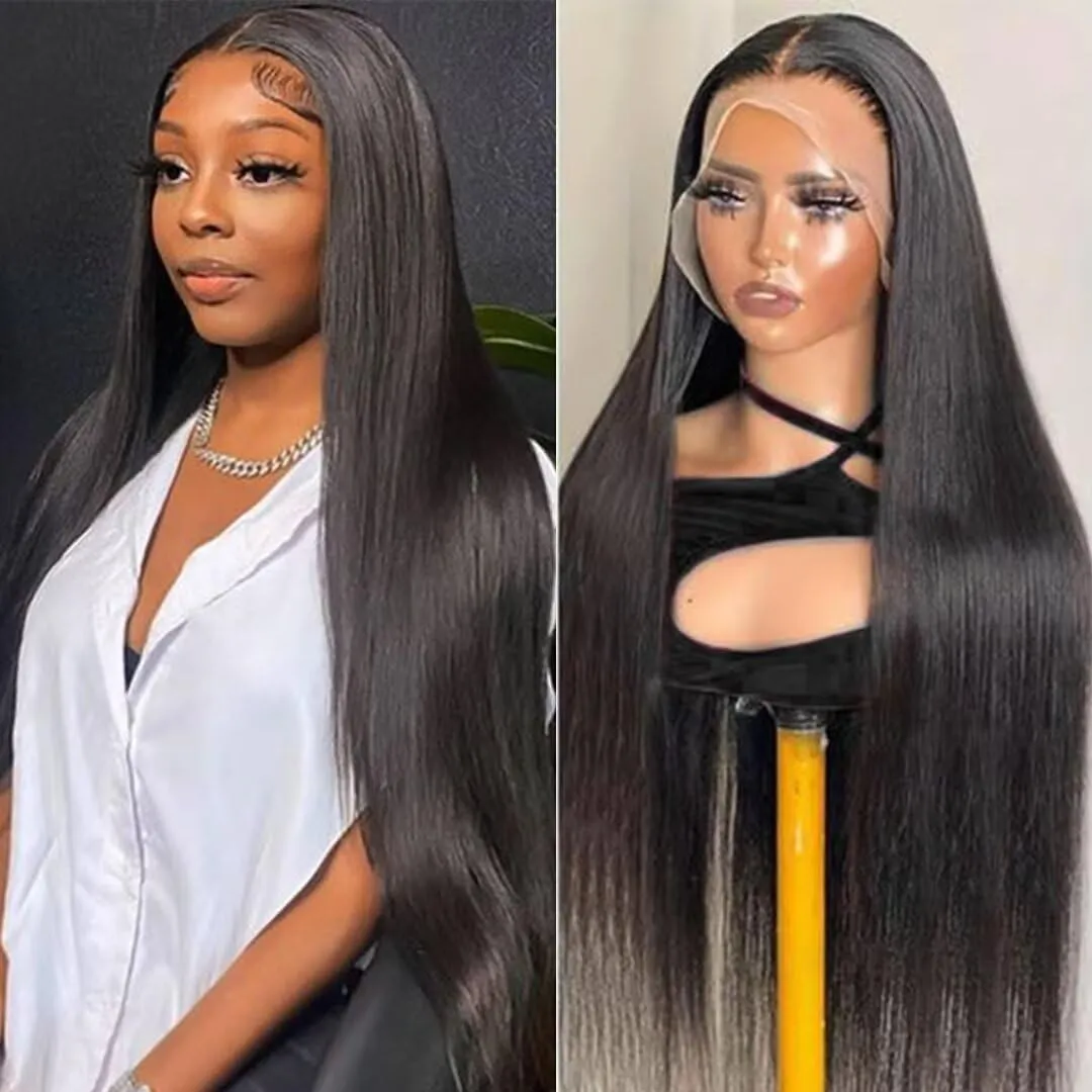 OCTSUN 32" Bone Straight Lace Front Wigs Human Hair 13x4 HD Transparent Lace Front Human Hair Wigs for Black Women Glueless Brazilian Virgin Hair Lace Frontal Wig 180% Density Pre Plucked Hairline