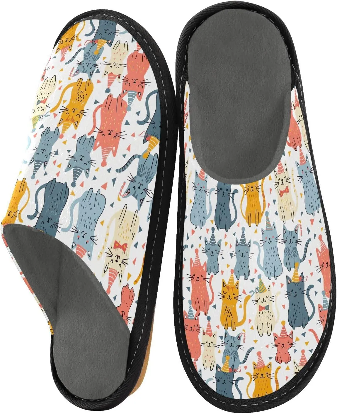 ODAWA Zebra Yellow Male Shoe House Slippers Memory Foam Plush Mens Slip on House Shoes