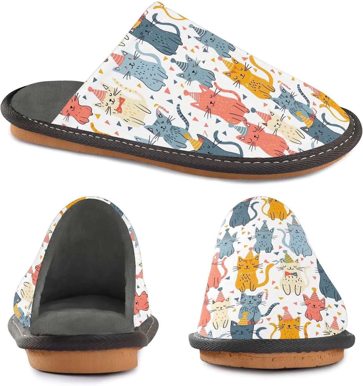 ODAWA Zebra Yellow Male Shoe House Slippers Memory Foam Plush Mens Slip on House Shoes