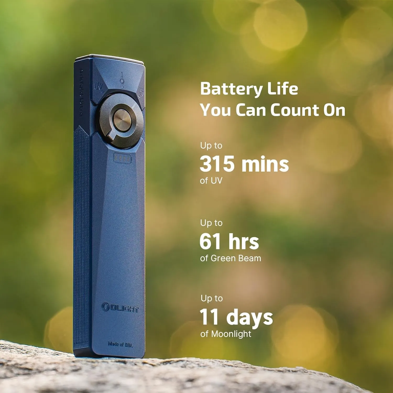 OLIGHT Arkfeld Ultra 1400 Lumens EDC Flat Flashlight, Rechargeable Compact Pocket Flash Light Combines White LED, UV and Green Beam, Triple Sources Perfect for Checking, Working (Navy Blue CW)
