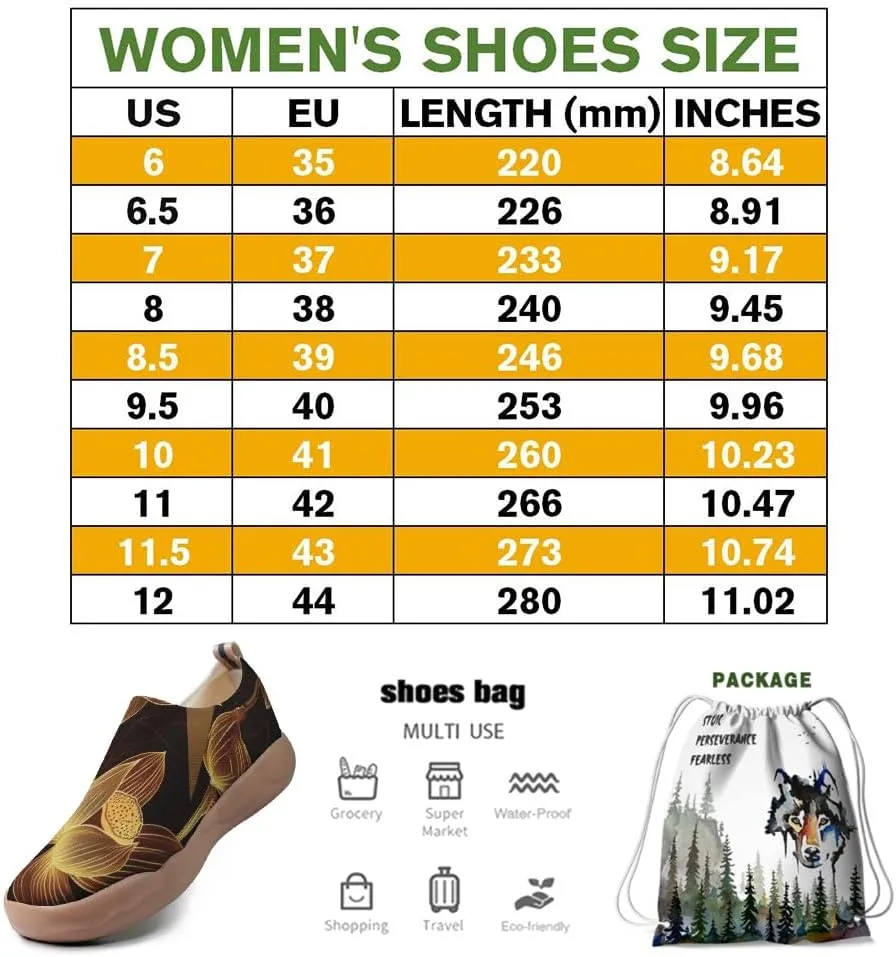 Onehorse Women's Lotus Painted Travel Shoes Slip-On Casual Lightweight Breathable Flats Comfortable Loafers