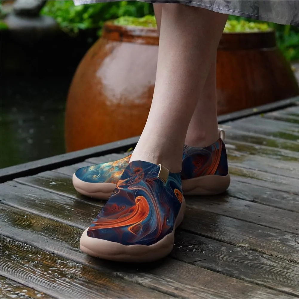 Onehorse Women's Walking Shoes Sock Slip-On Casual Loafers Travel Painted Sneakers Mesh Breathable