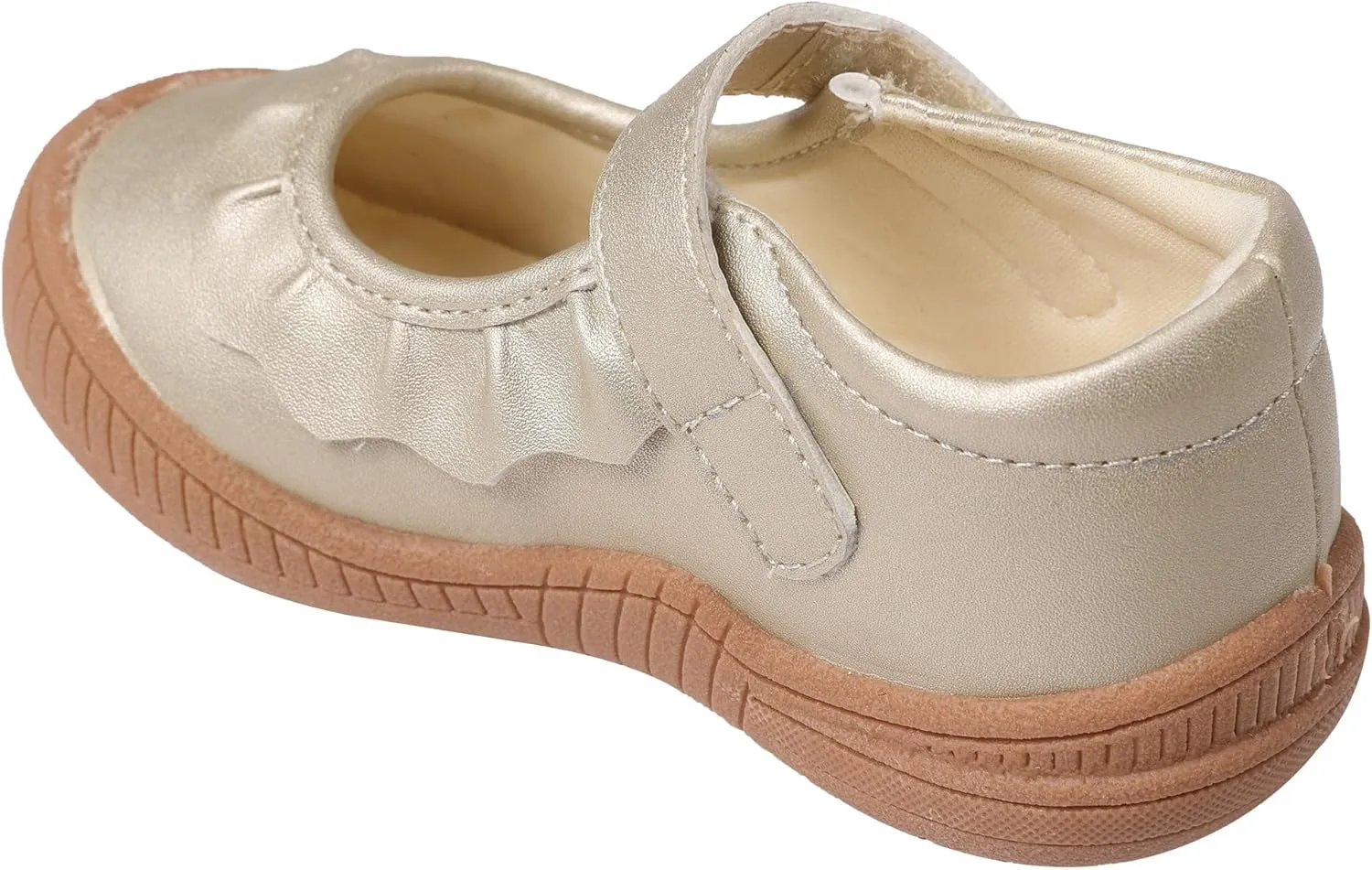 Oomphies Amina Ruffled Mary Jane Shoes for Girls – Comfy Slip On Dress Shoes with Hook & Loop Closure and Cushion Footbed