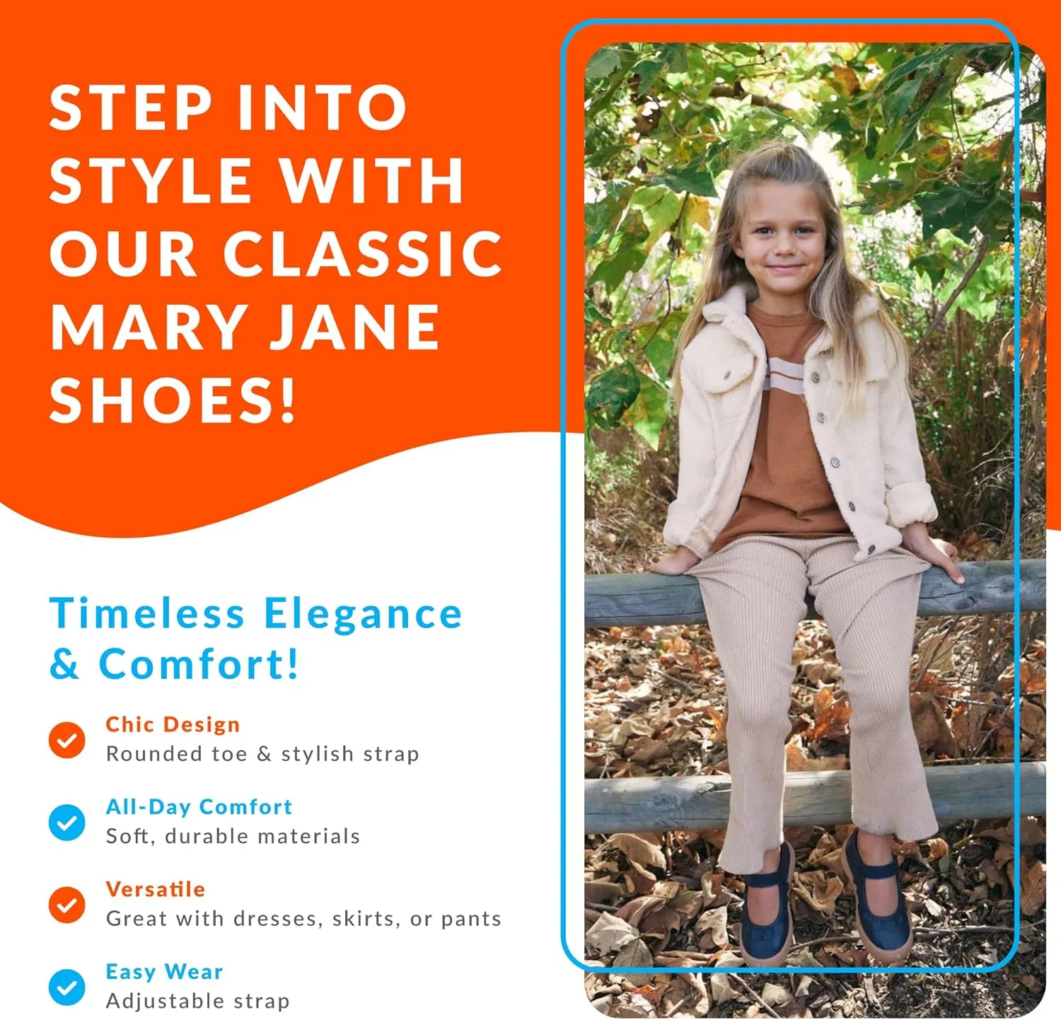 Oomphies Amina Ruffled Mary Jane Shoes for Girls – Comfy Slip On Dress Shoes with Hook & Loop Closure and Cushion Footbed