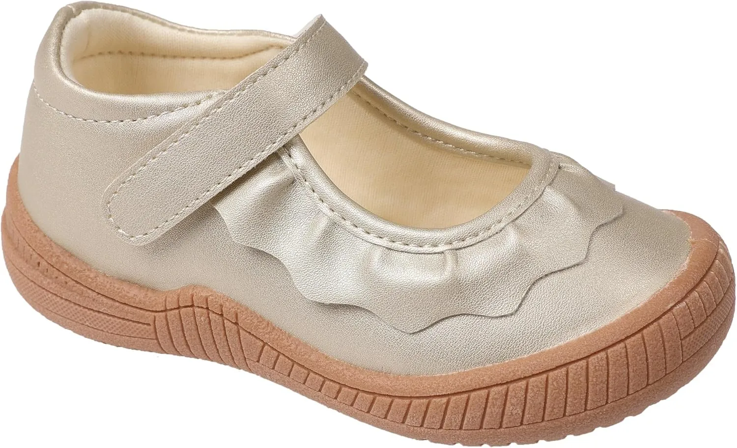 Oomphies Amina Ruffled Mary Jane Shoes for Girls – Comfy Slip On Dress Shoes with Hook & Loop Closure and Cushion Footbed