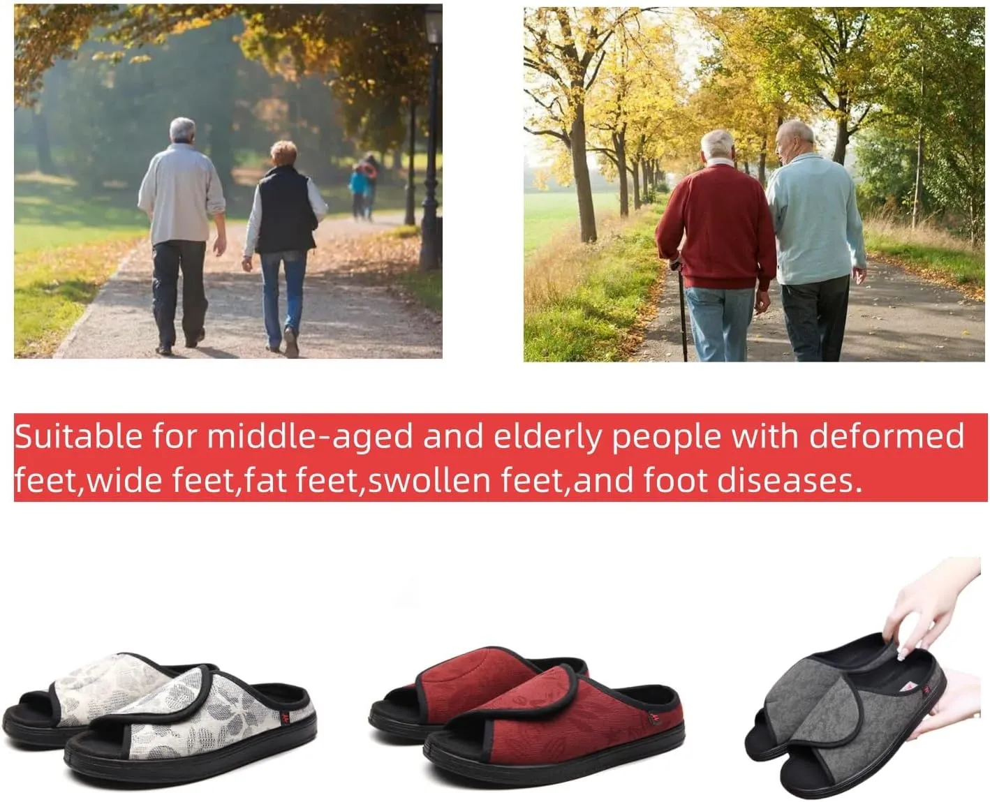 Open Toe Diabetic Shoes for Women,Special Shoes for Swollen Feet,Adaptive Shoes,Shoes for Diabetic Feet with Extra Width,Adjustable Magic Shoes,Fat Foot Walking Shoes,Gray Green