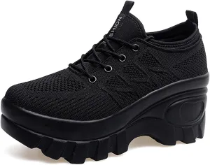 Orthopedic Walking Shoes for Women Chunky Platform Comfort Wedge Walking Shoes for Women Non-Slip Breathable Slip-On Womens Trail Running Shoes