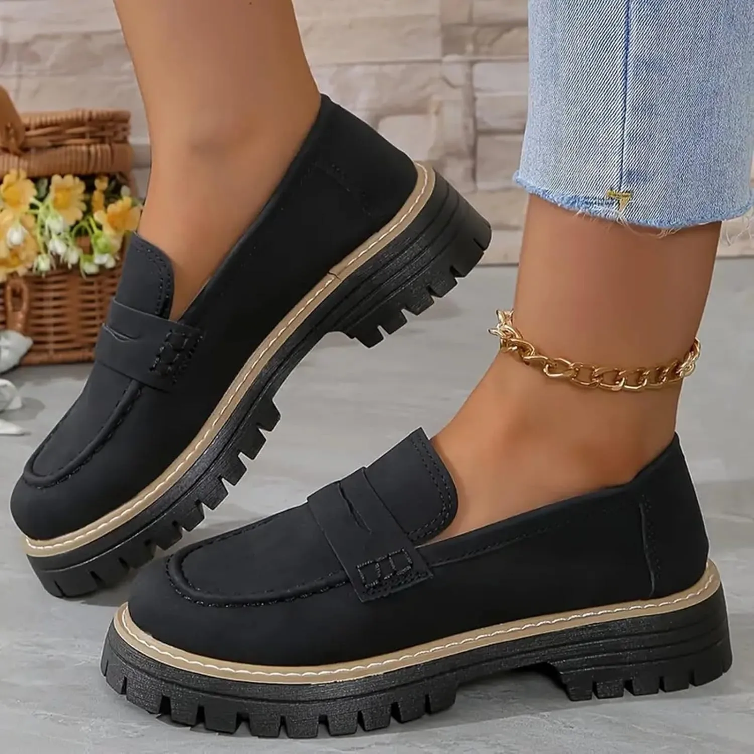 Orthoture-Orthopedic Platform Loafers, Comfort Orthopedic Shoes, Womens Round Toe Walking Shoe, Slip on Shoes