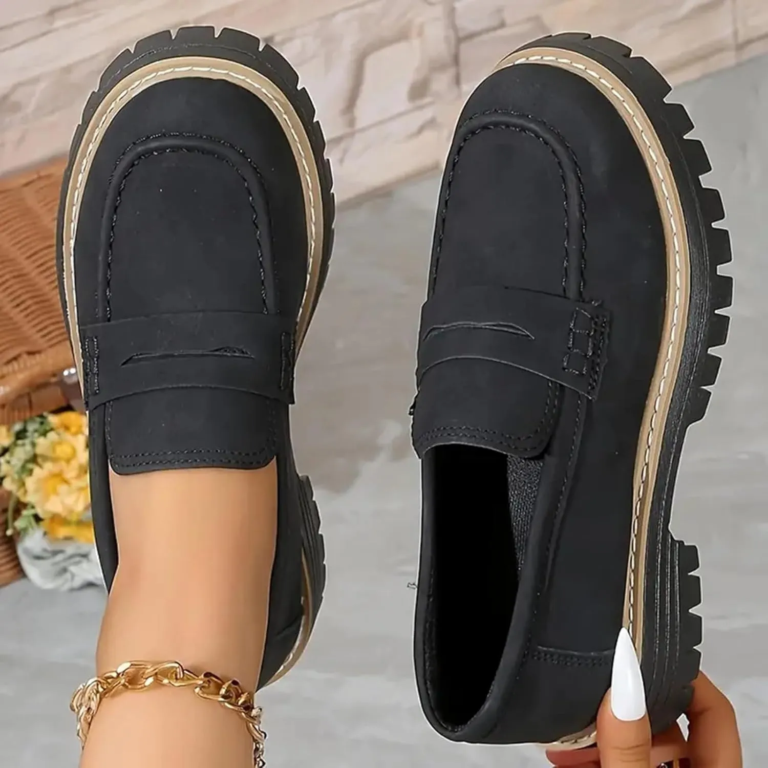 Orthoture-Orthopedic Platform Loafers, Comfort Orthopedic Shoes, Womens Round Toe Walking Shoe, Slip on Shoes