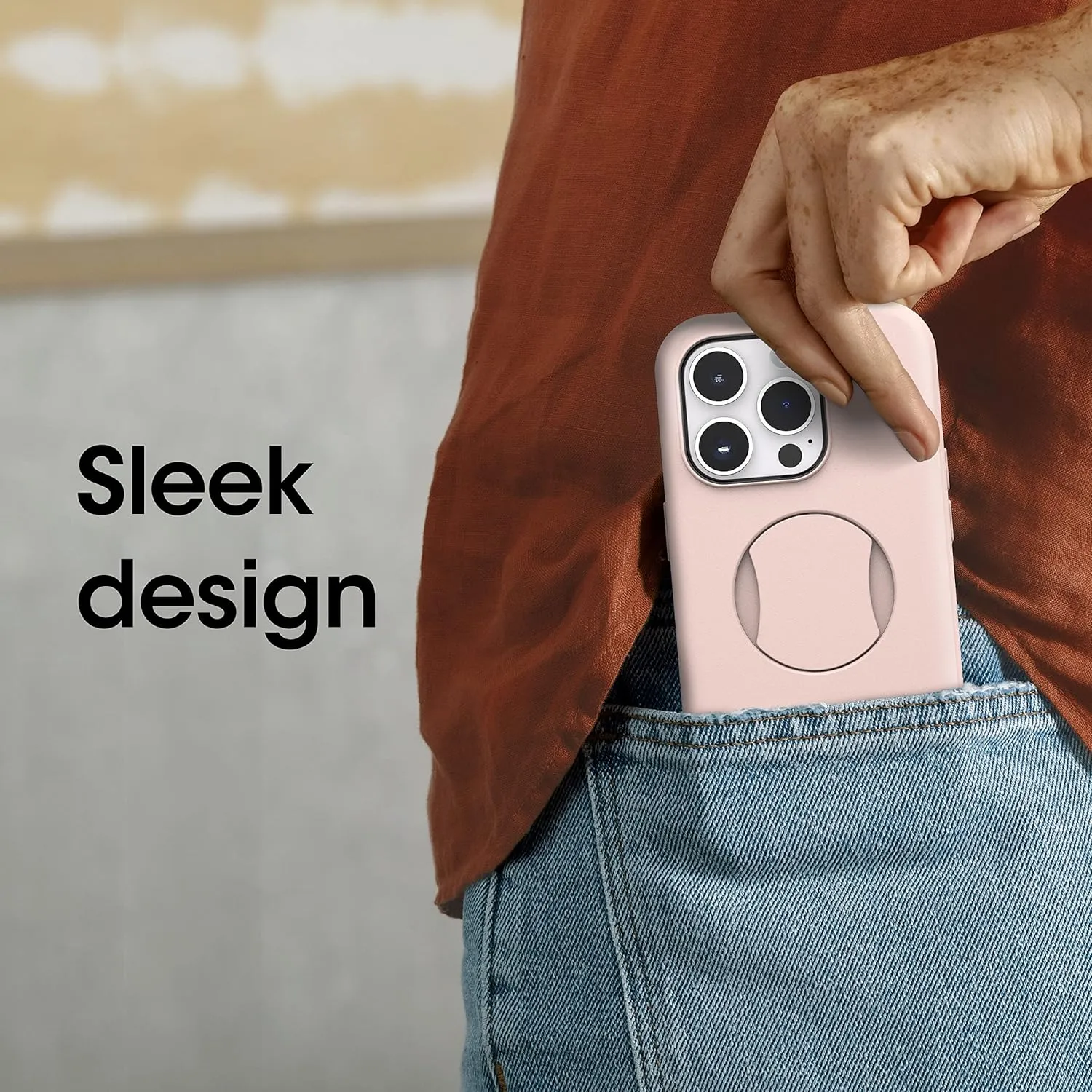 OtterBox iPhone 14 Pro (Only) OtterGrip Symmetry Series Case - Made ME Blush (Pink), Built-in Grip, Sleek case, Snaps to MagSafe, Raised Edges Protect Camera & Screen