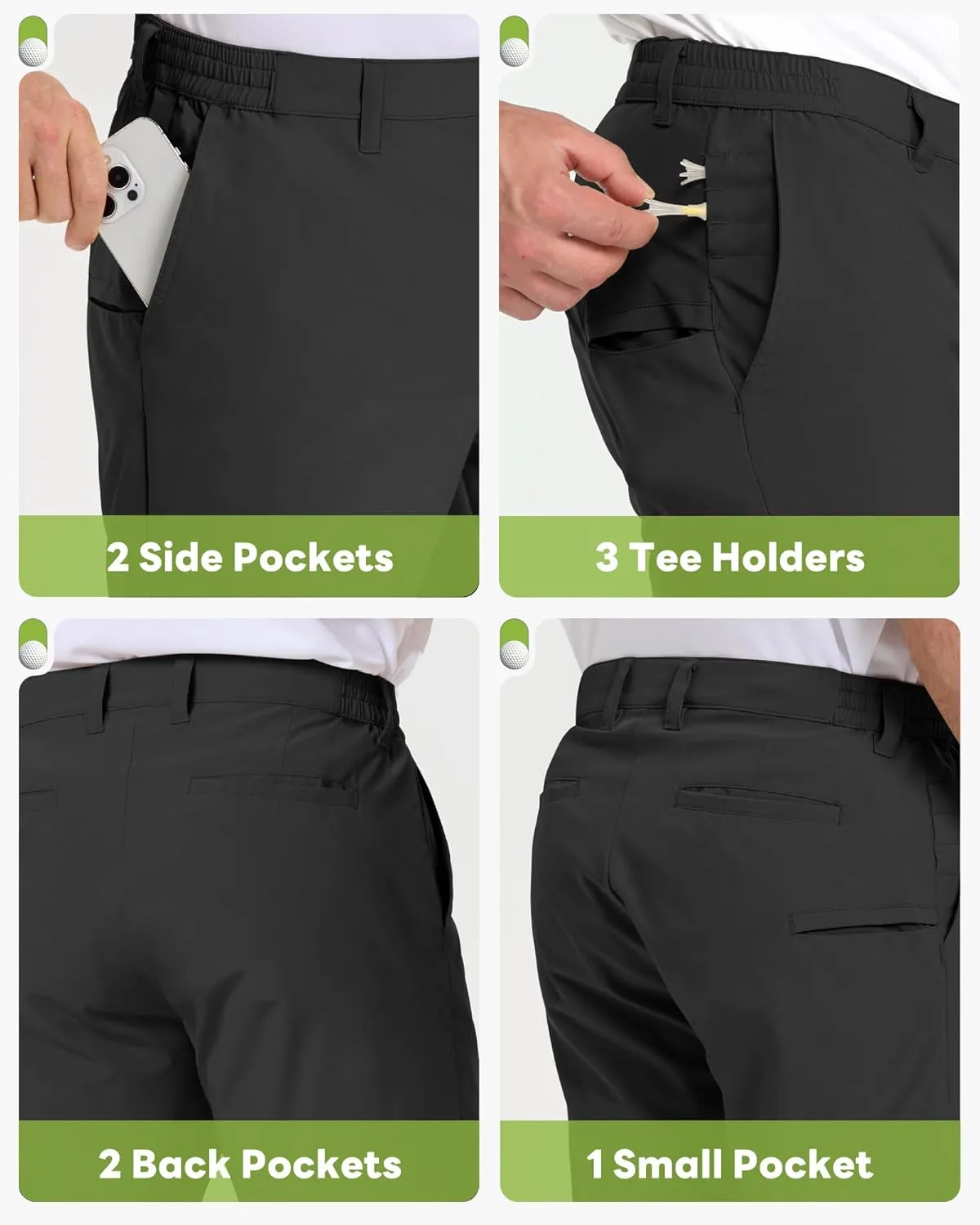 Outdoor Ventures Mens Golf Shorts 9 Inch Inseam Dry Fit Stretch UPF 50  Lightweight Quick Dry Flat Front with Pockets