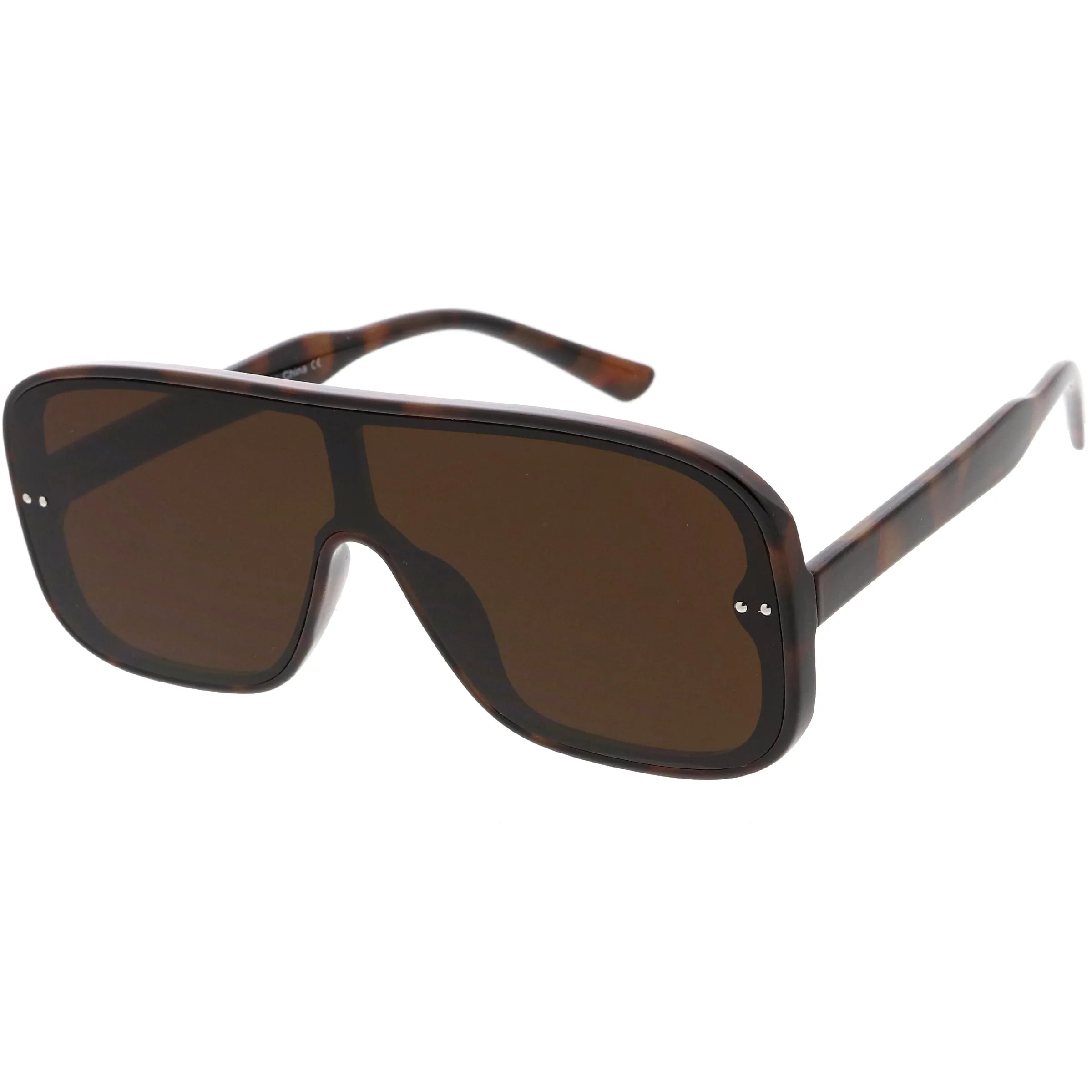 Oversize Retro Modern Disco Square Flat Lens Shield Sunglasses C988