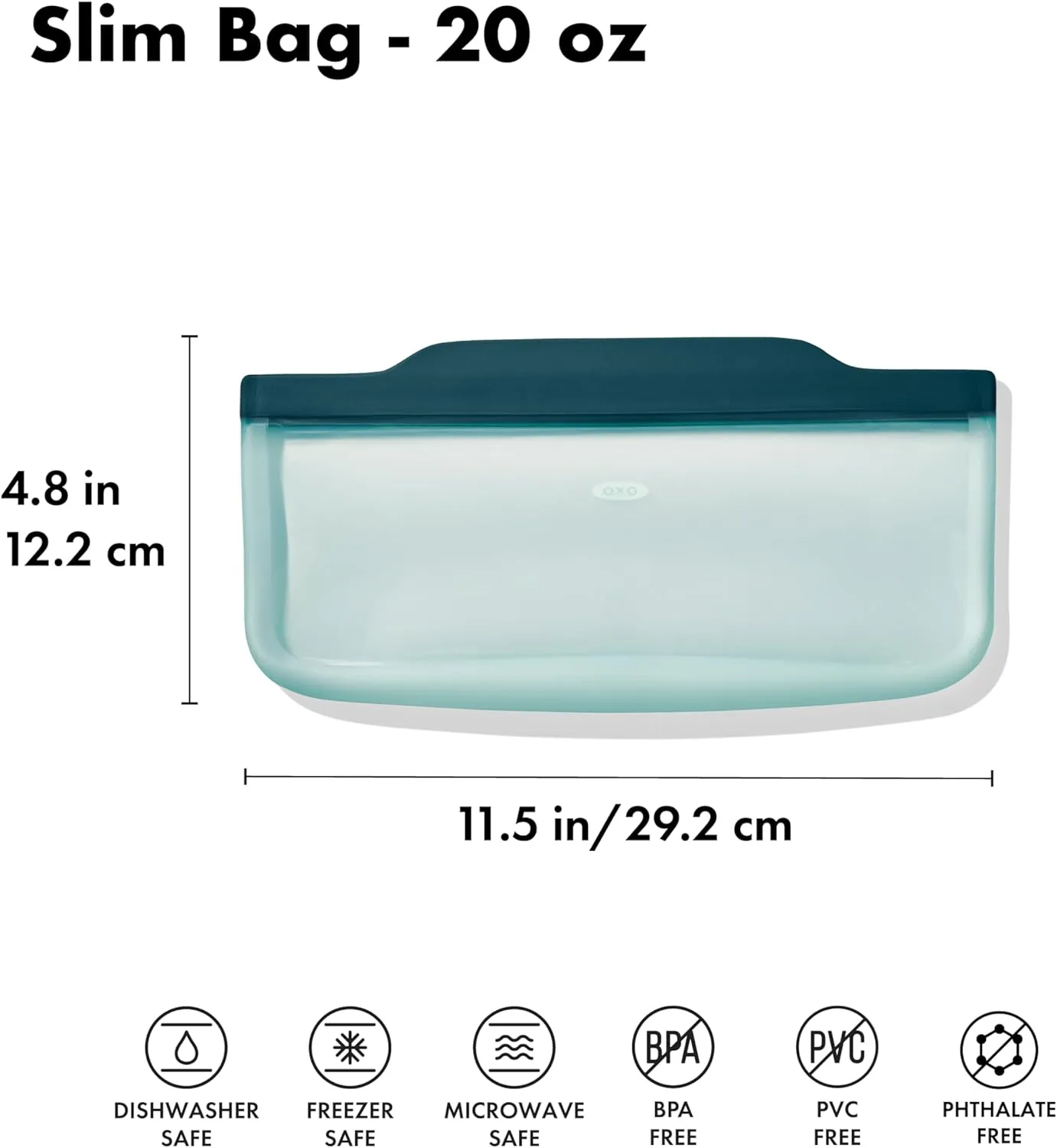OXO Good Grips Silicone Reusable Bag – Slim Bag (30 oz) - Lagoon