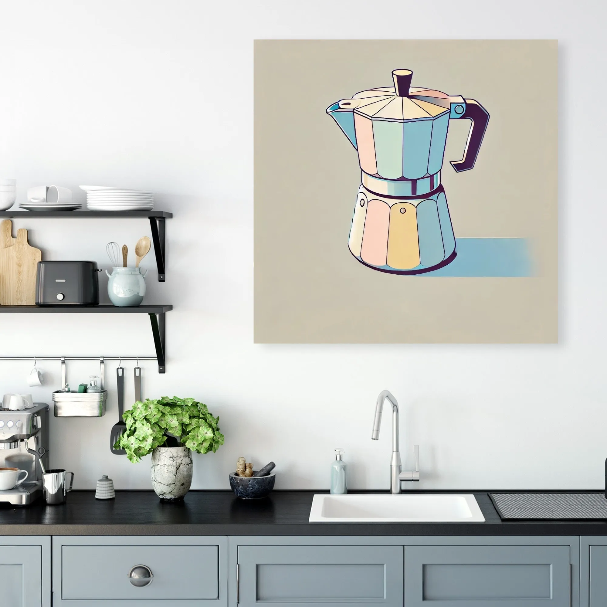 Pastel Cafetière Elegance Canvas
