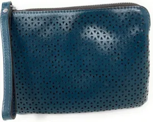 Patricia Nash Perforated Leather Cassini Wristlet, Blue Coral