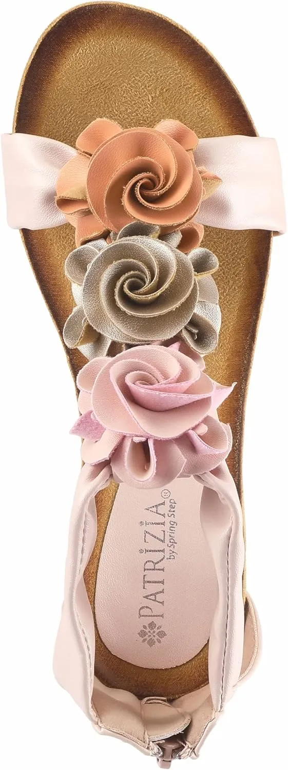 PATRIZIA Women's HARLEQUIN Ankle Strap T-Strap Wedge Sandals - Floral Design, Cushioned Insole, Back Zipper