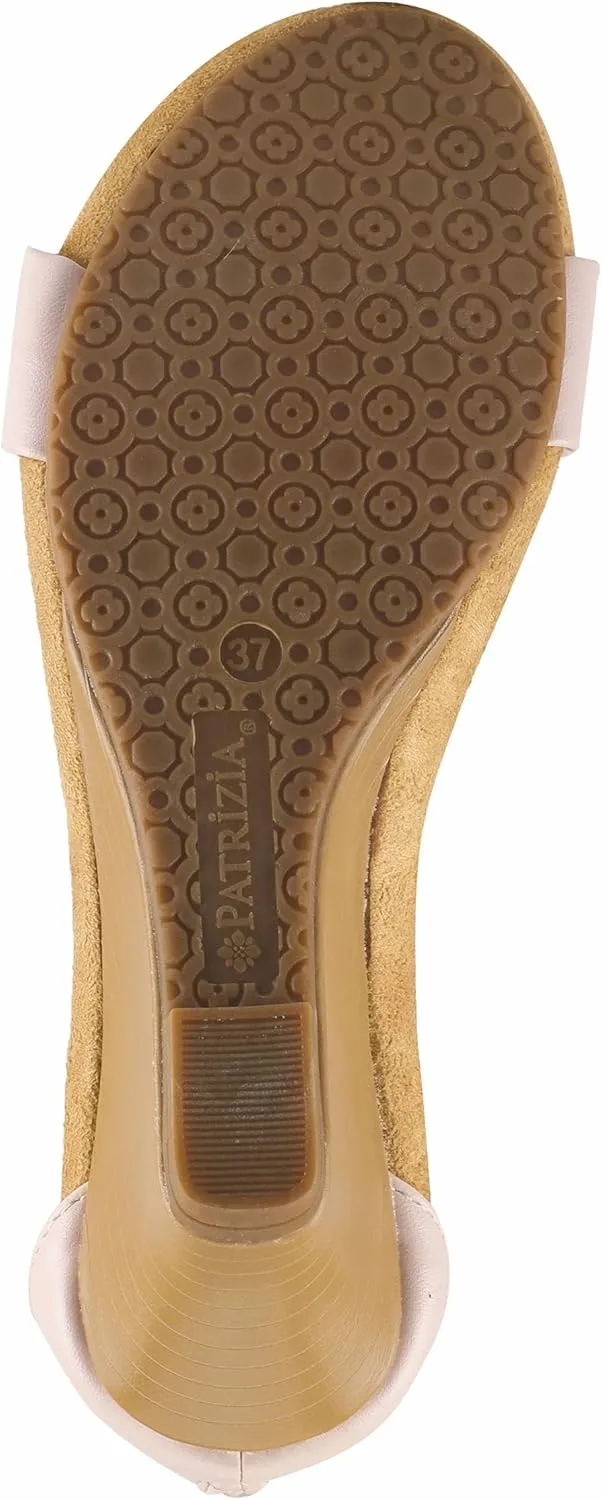 PATRIZIA Women's HARLEQUIN Ankle Strap T-Strap Wedge Sandals - Floral Design, Cushioned Insole, Back Zipper