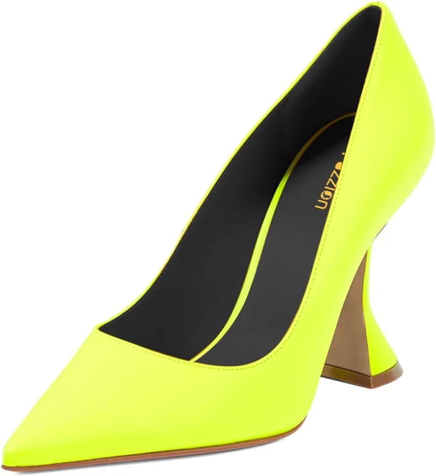 Pazzion Women Fashion Closed Pointed Toe Pumps High Heels Slip On Solid Color Shoes for Casual Walking Dating Outfit Size 4-16 US