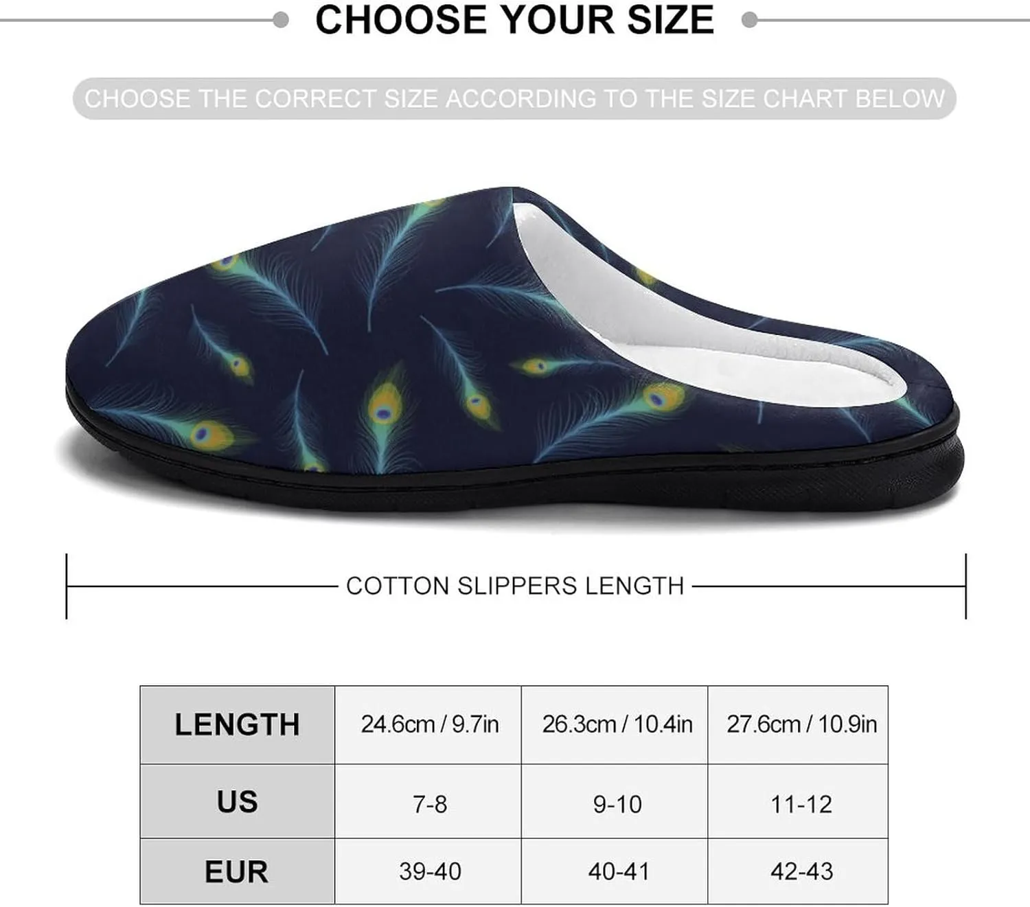 Peacock Slippers for Women Girls Soft Indoor Outdoor Winter Warm Comfy House Bedroom Slippers