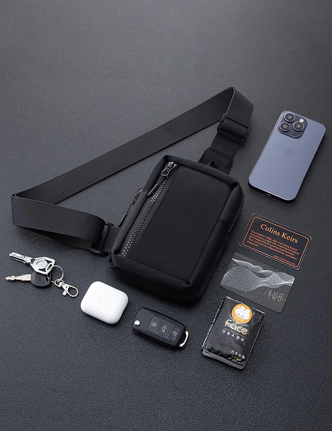 Peicees Mini Sling Bag for Men Women Crossbody Bag Travel Running Phone Daypack Shoulder Bags