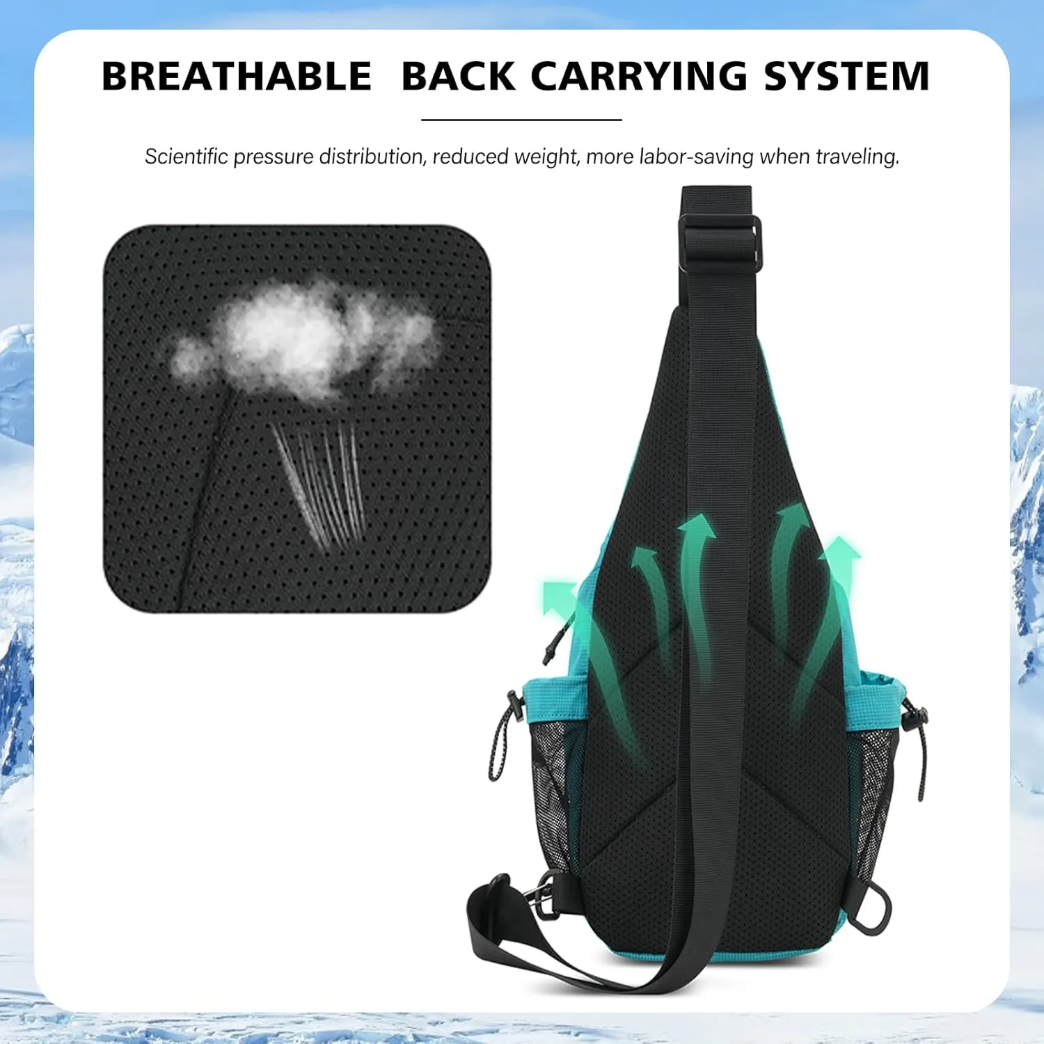 Peicees Small Sling Bag with 2 Bottle Holders, Sling Backpack Crossbody Bag Chest Daypack for Daily Use Travel, Bottle Not Included, Dark Blue