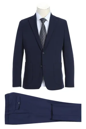 Pelago Mens Slim-Fit Navy Unconstructed Travel Suit