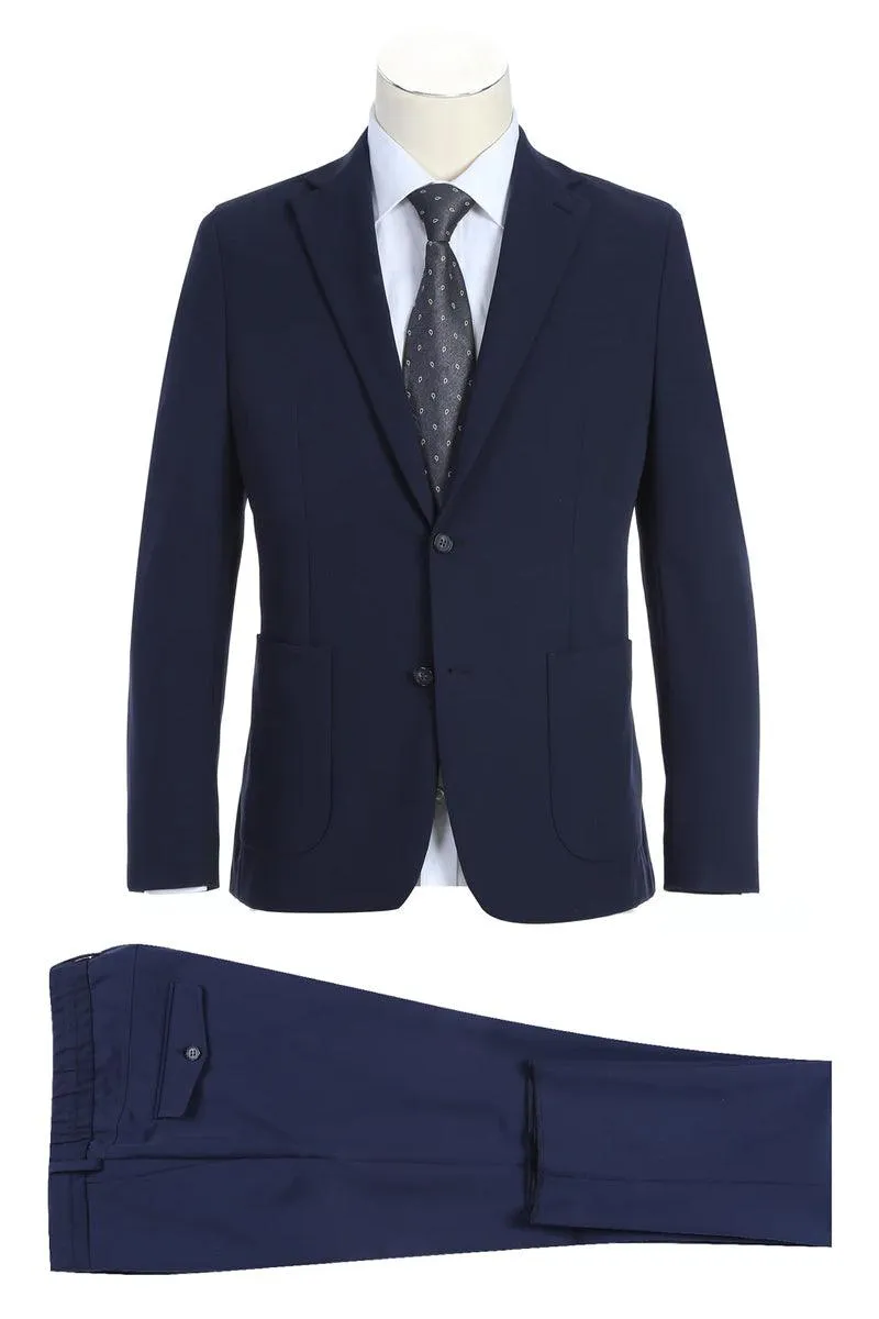 Pelago Mens Slim-Fit Navy Unconstructed Travel Suit