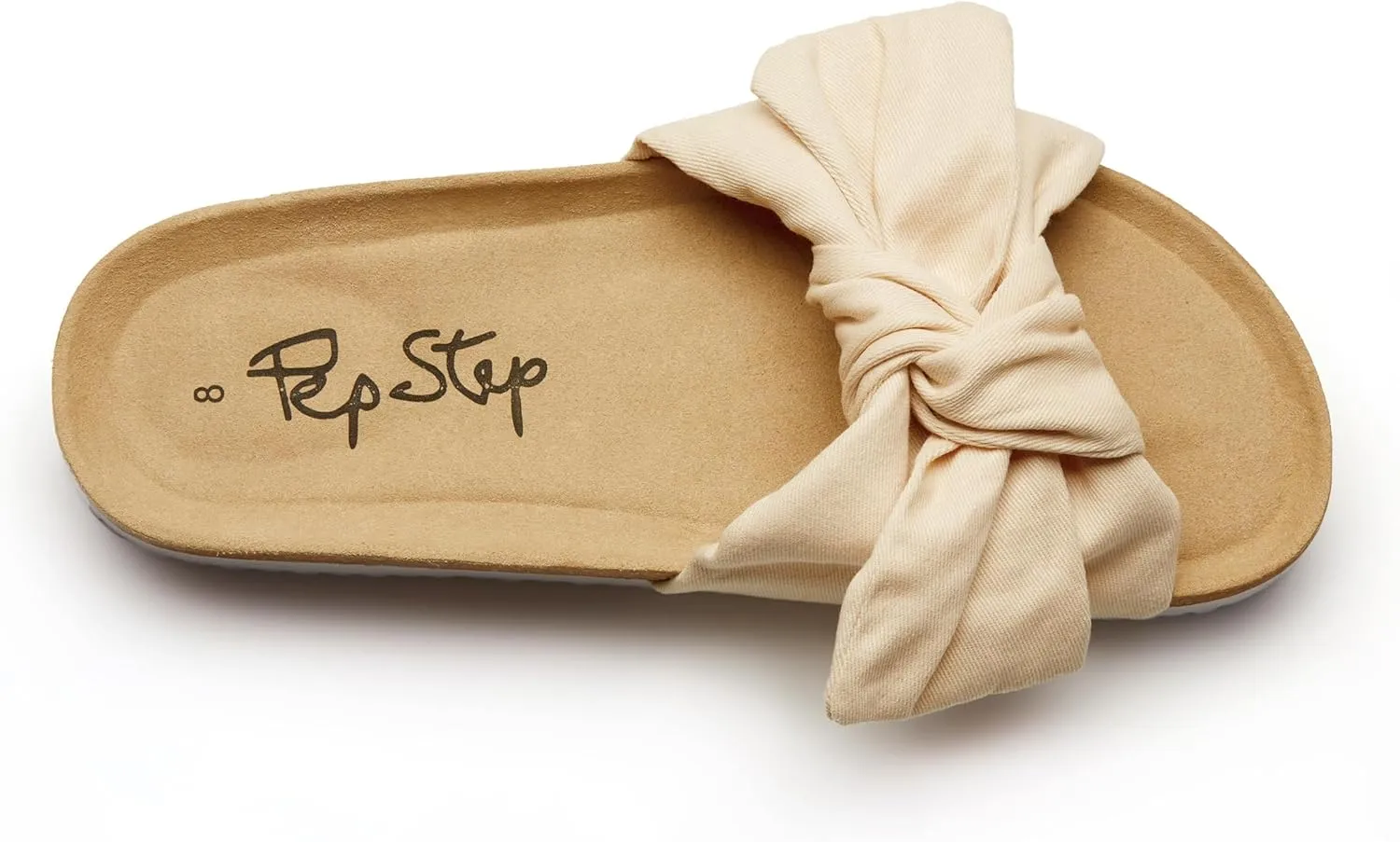PepStep Slide Sandals for Women or Ladies Dressy Summer Casual, Cute Bow Tie Knot On Top Strap, Comfy Slip On Cork Foot Bed