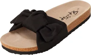 PepStep Slide Sandals for Women or Ladies Dressy Summer Casual, Cute Bow Tie Knot On Top Strap, Comfy Slip On Cork Foot Bed