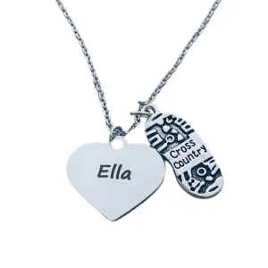 Personalized Cross Country Necklace with Engraved Charm, Girls Sneaker Pendant, Running Gift for Women, Teens and Girls, XC Team GIft
