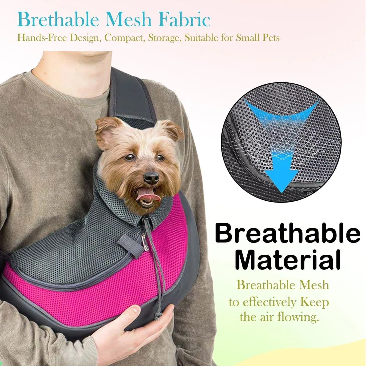 Pet Dog Sling Carrier Puppy Pet Slings Bag for Small Dogs Cats Satchel Carriers Breathable Mesh Hand Free with Adjustable Strap Doggie Crossbody for Outdoor Travel (Black, Small <5 lbs)