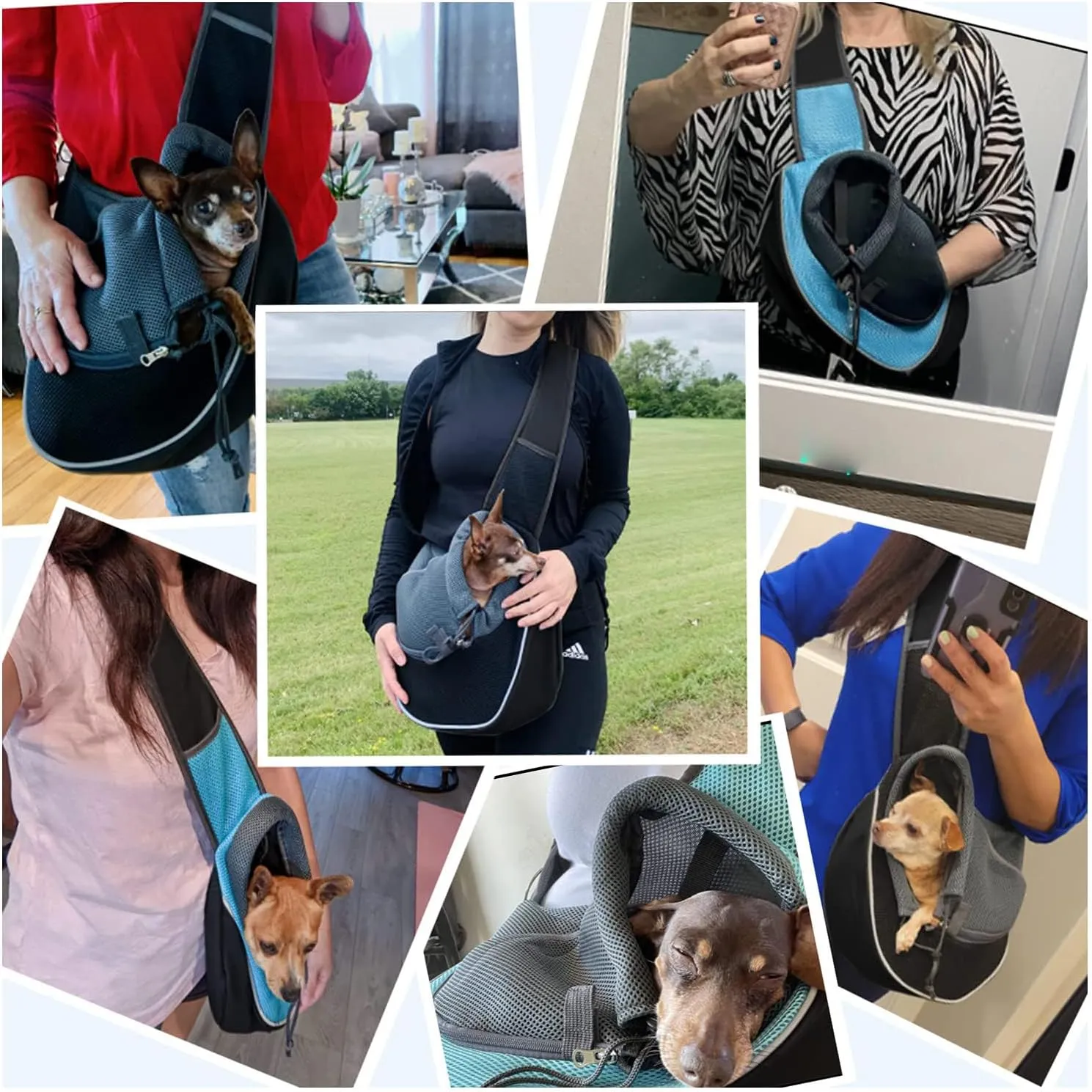 Pet Dog Sling Carrier Puppy Pet Slings Bag for Small Dogs Cats Satchel Carriers Breathable Mesh Hand Free with Adjustable Strap Doggie Crossbody for Outdoor Travel (Black, Small <5 lbs)