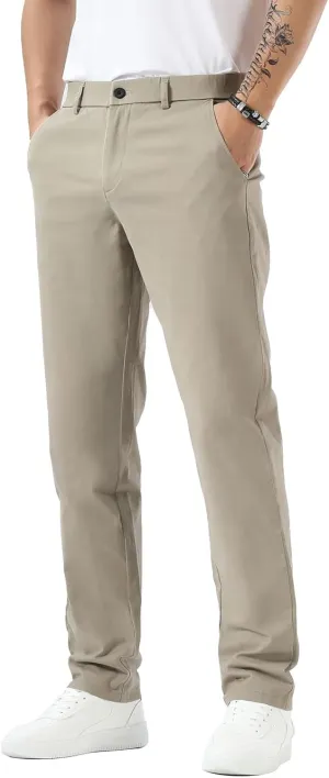 Plaid&Plain Men’s Slim Fit Khaki Pants Men’s Tapered Chino Pants