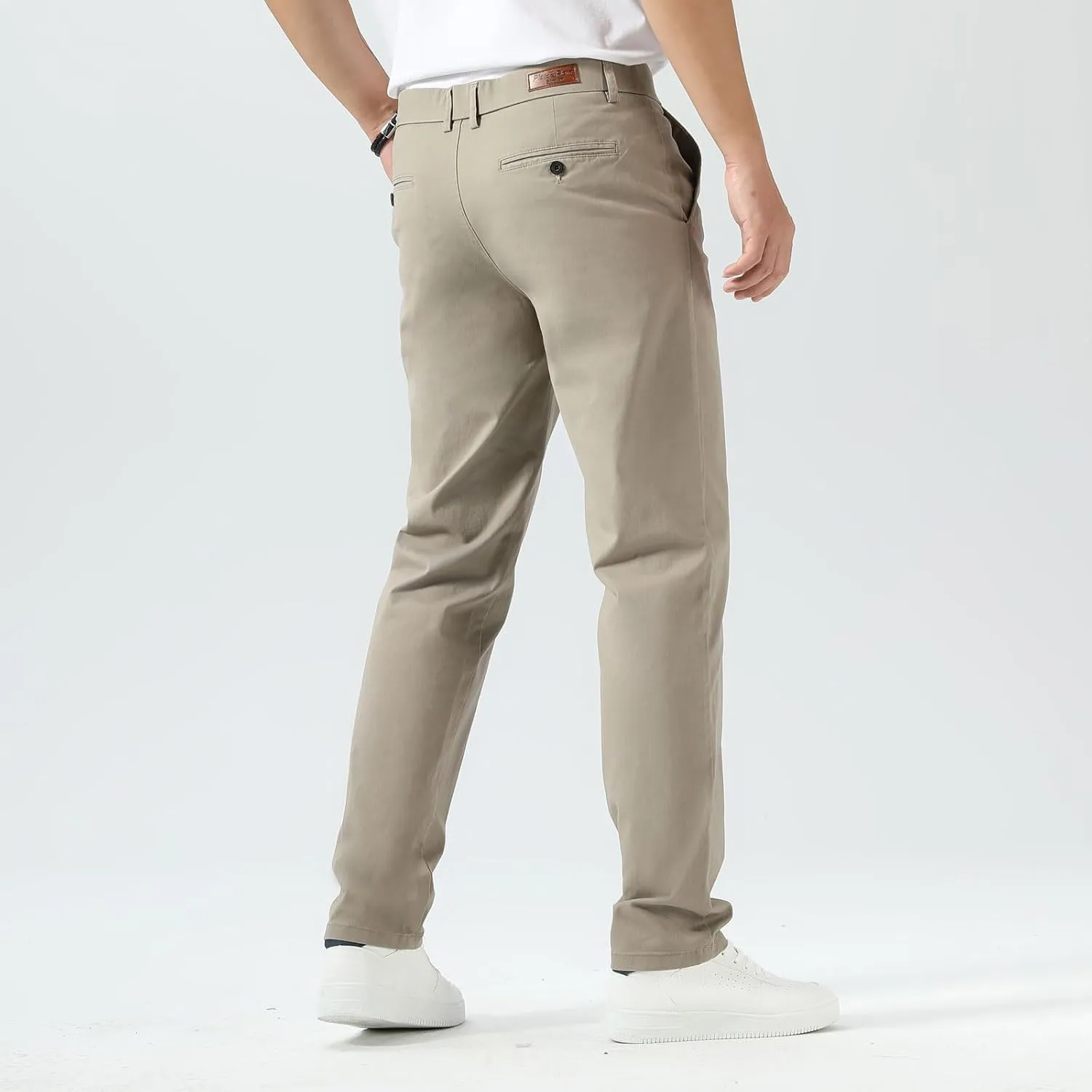 Plaid&Plain Men’s Slim Fit Khaki Pants Men’s Tapered Chino Pants
