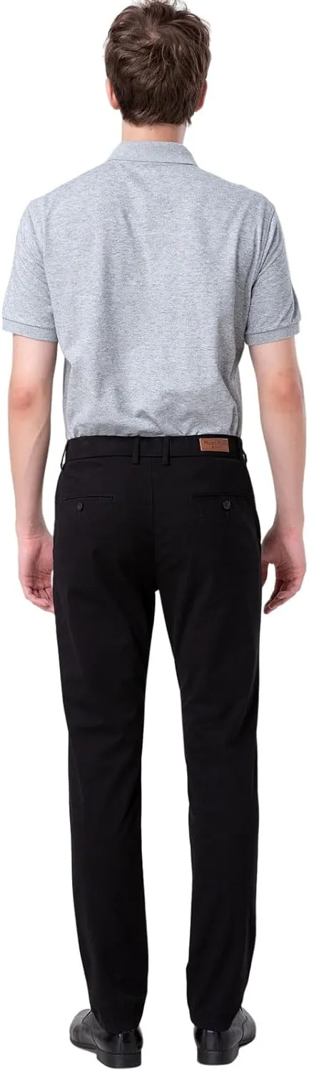 Plaid&Plain Men’s Slim Fit Khaki Pants Men’s Tapered Chino Pants